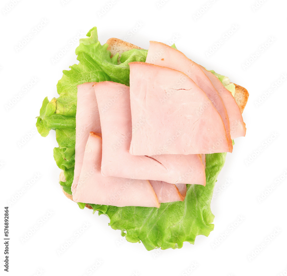 Delicious ham sandwich isolated on white background