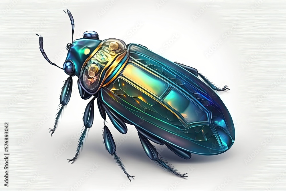 Elegant Jewel beetle. Gem or metal bug; shield bug. Generative AI