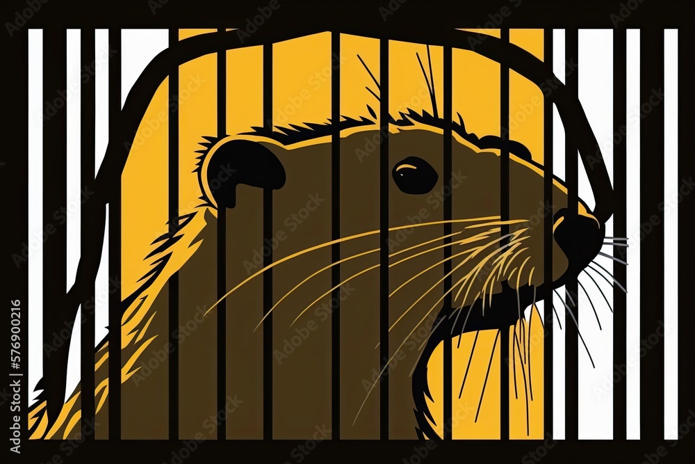 Spectacular up close shot of a nutria in the zoo. Behind the bars look at some really large rats. A 