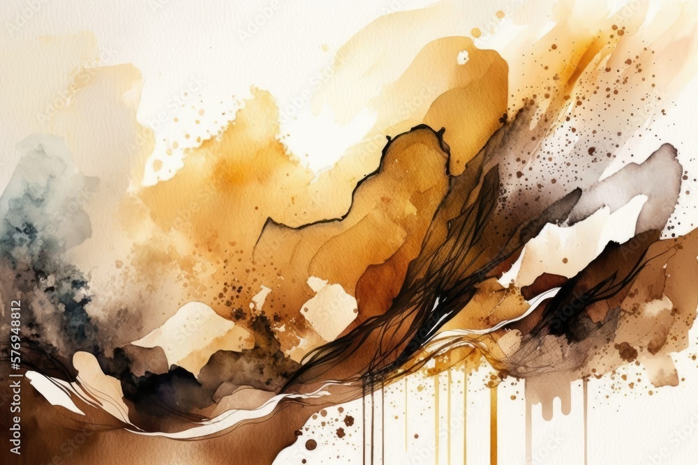 Brown watercolor abstract art background. Generative AI