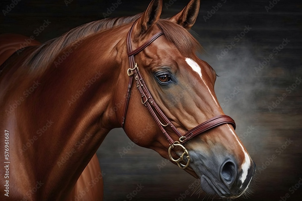 stunning equine; champion racehorse; English Thoroughbred. Generative AI