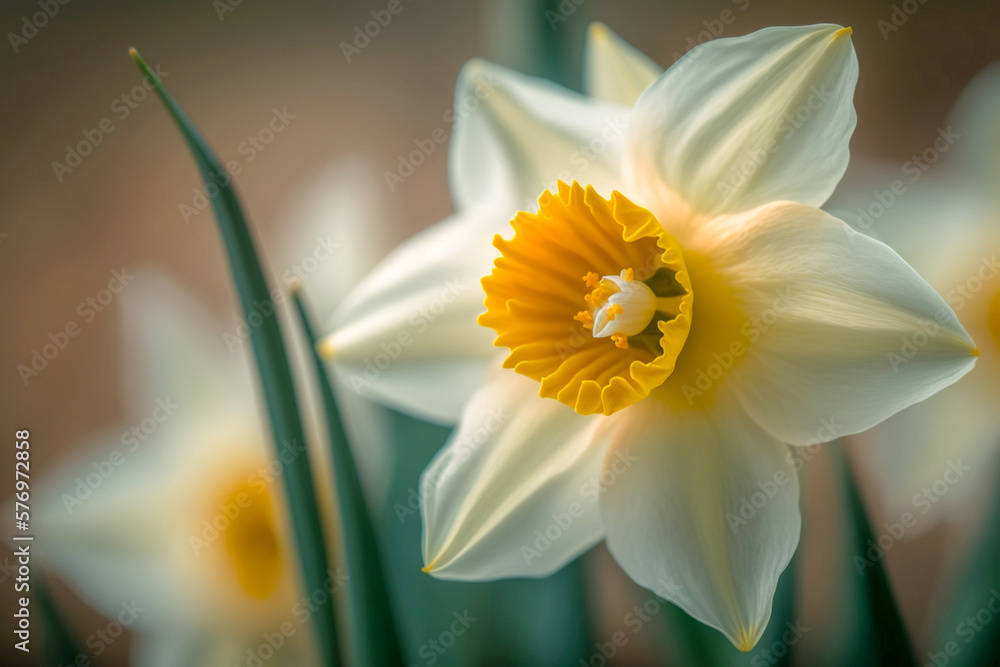 A close-up of a Narcissus flower, Generative AI