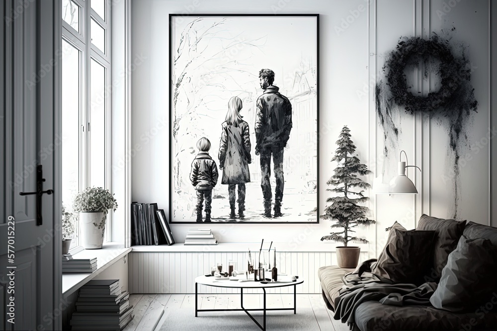 Scandinavian decor for the family room. Generative AI