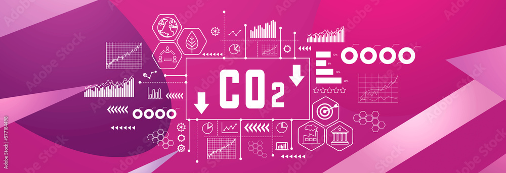 Reduce CO2 theme on a geometric pattern background