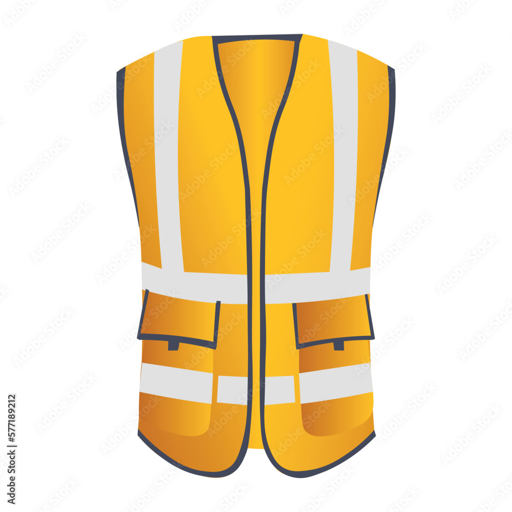 Yellow saving vest on white background, front view