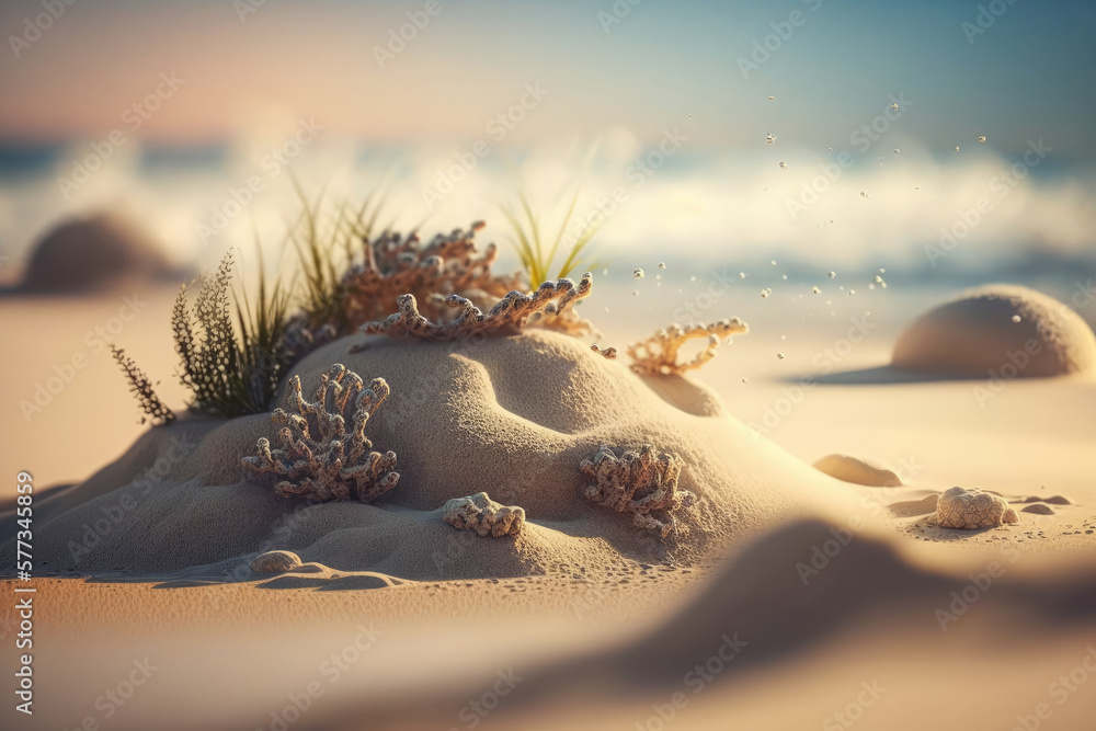 Summer Sand Beach background. Illustration AI Generative