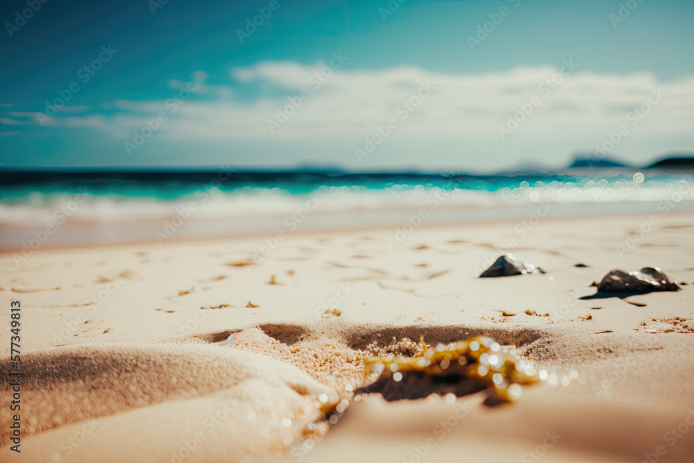 Summer Sand Beach background. Illustration AI Generative