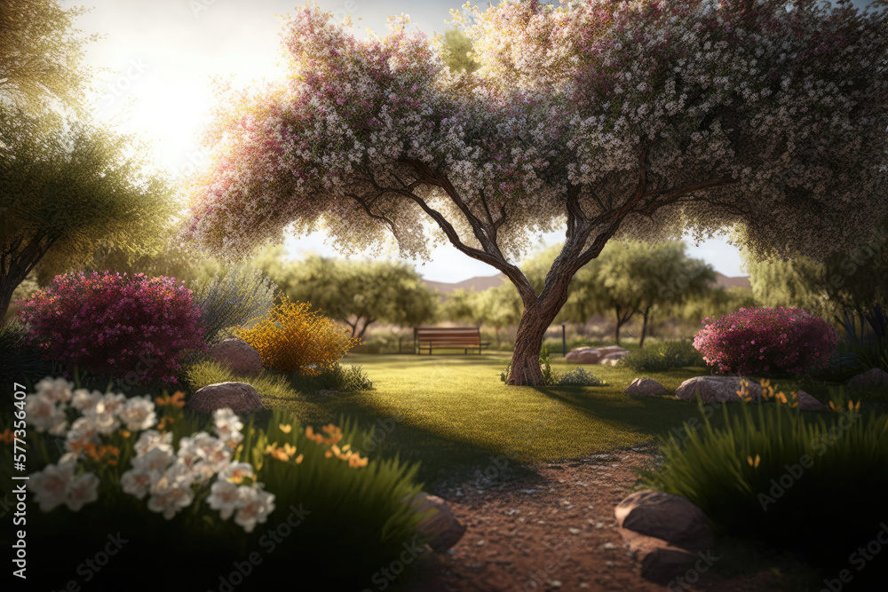 Spring Natural Background. Illustration Generative AI