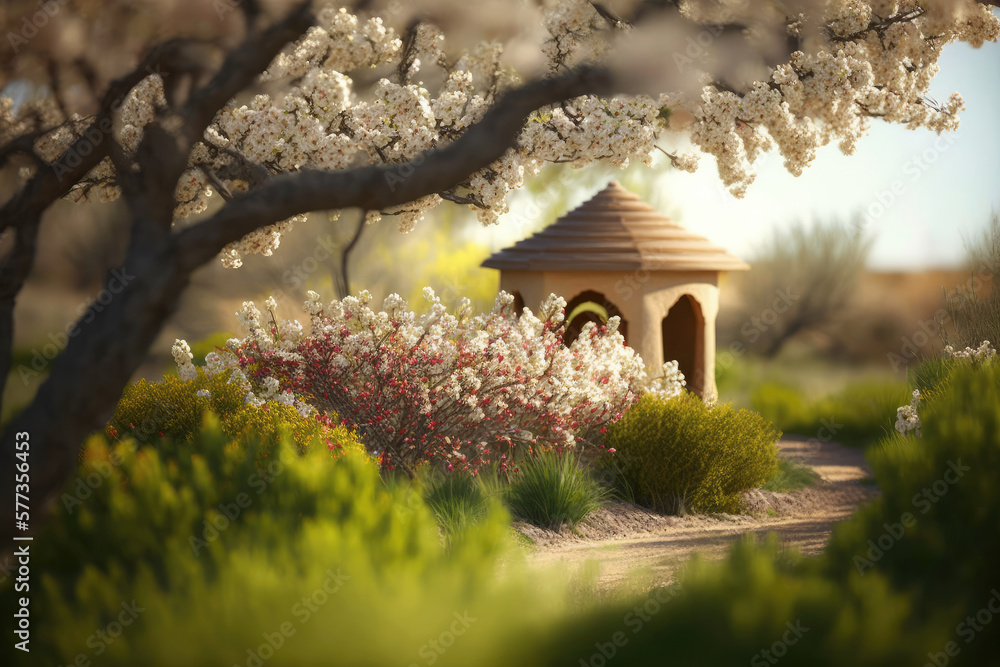 Spring Natural Background. Illustration Generative AI