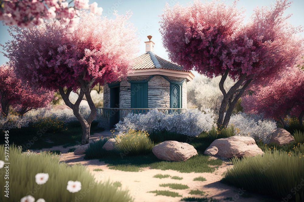 Spring Natural Background. Illustration Generative AI