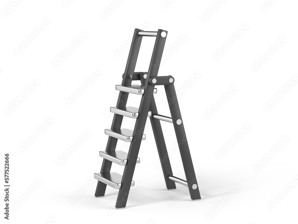 Construction ladders on a white background. 3d illustration