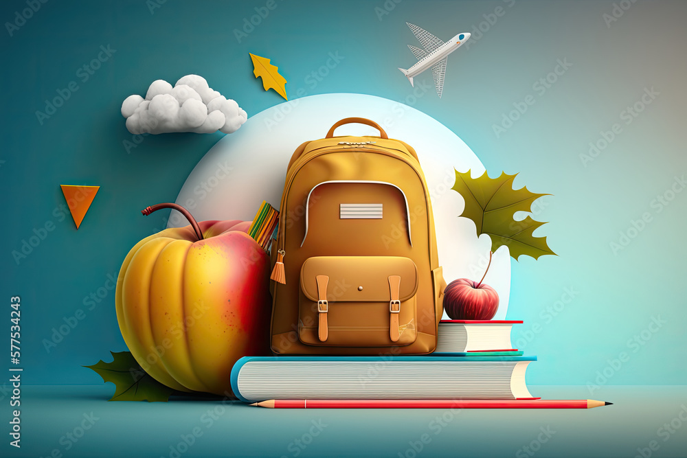 back to school background. Illustration AI Generative