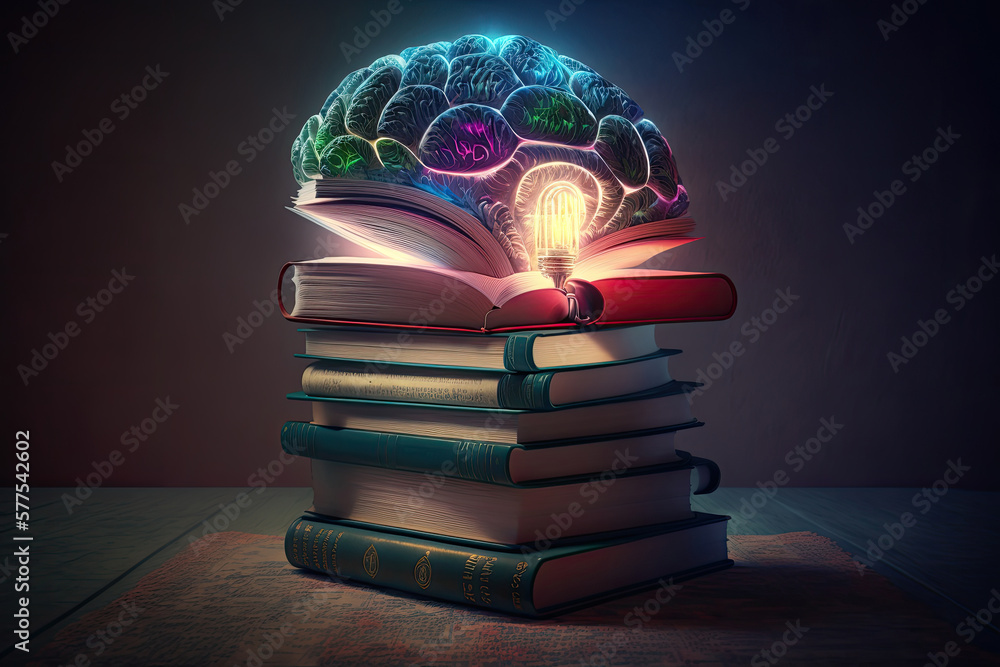 Education knowledge concept. Illustration AI Generative