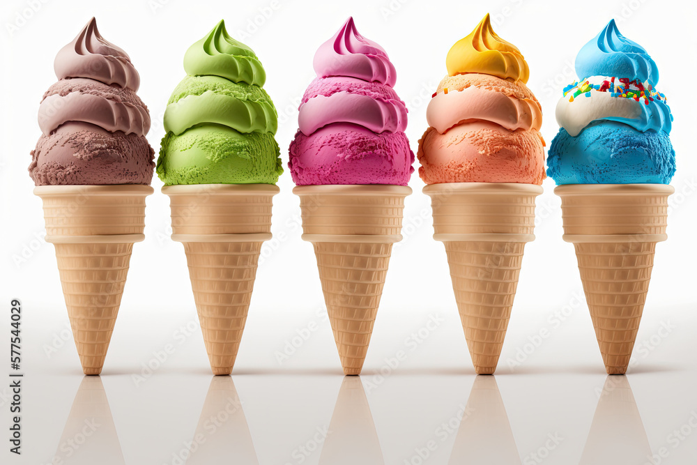 Colorful Ice Cream Illustration AI Generative