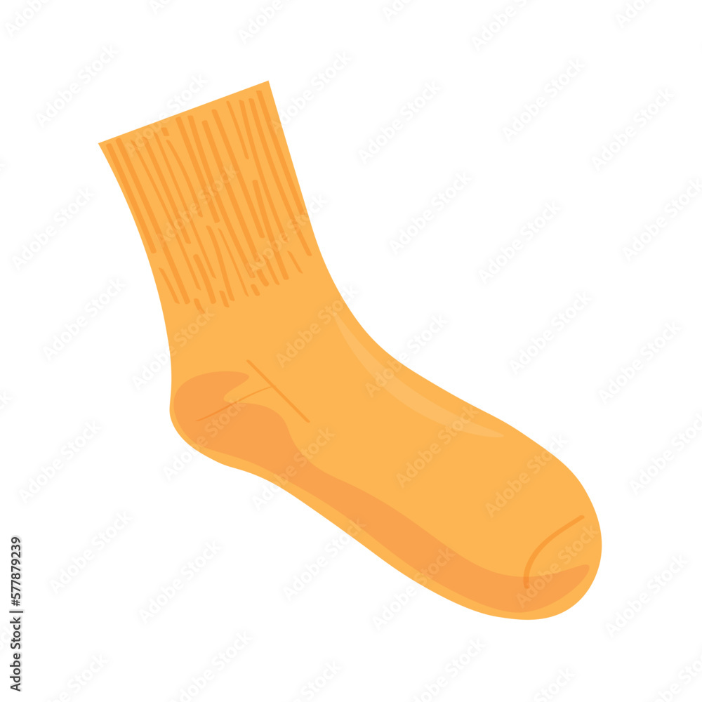 Warm orange knitted sock on white background