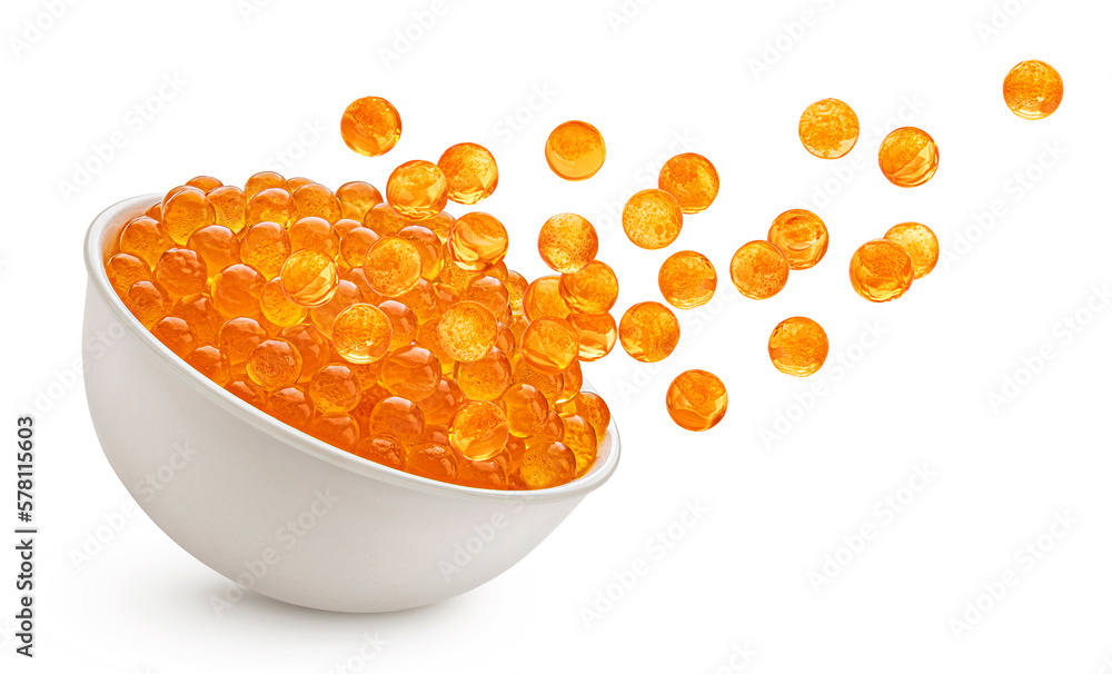 Red caviar isolated on white background