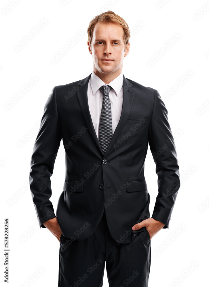 A successful CEO or entrepreneur exudes confidence while dressed in a formal suit, standing alone ag