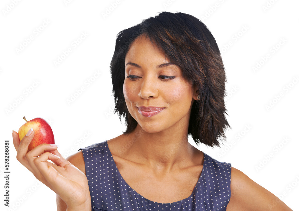 An African girl is consuming a nutritious apple as part of her natural and wholesome diet, demonstra