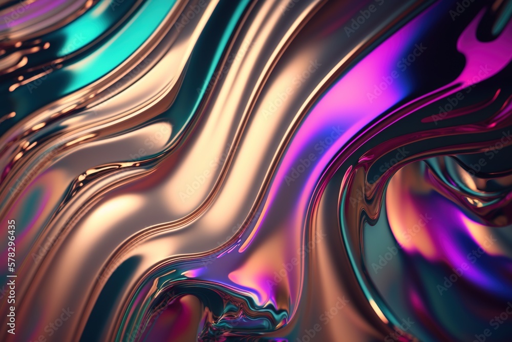 Iridescent paint colorful vivid background. Liquid splashes and drops. Generative AI