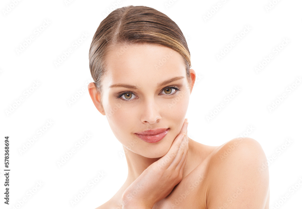 A woman using a combination of spa products, cosmetics, and makeup to undergo a luxurious facial tre