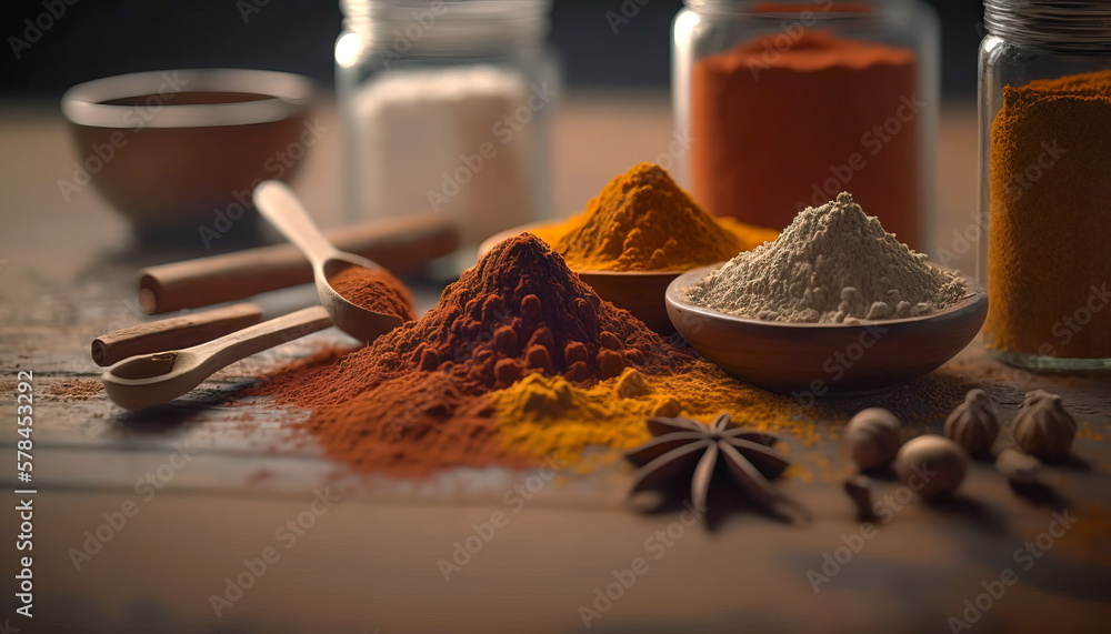 Aromatic Spice Collection: Over 10 Essential Spices for Savory and Sweet Dishes- ai generated