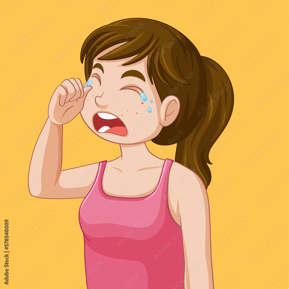 Teen Girl with Crying Face