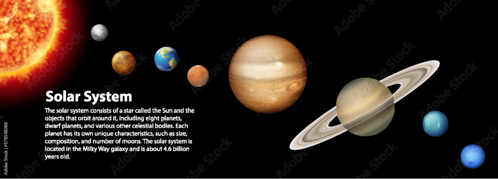 Astronomy Vector Background with Solar System Information