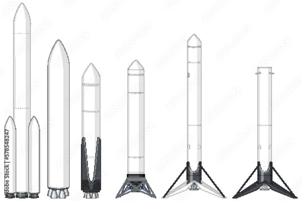 Set of rockets and launch vehicles