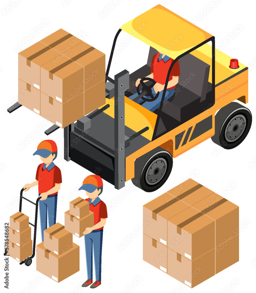 Forklift truck with delivery and logistic concept