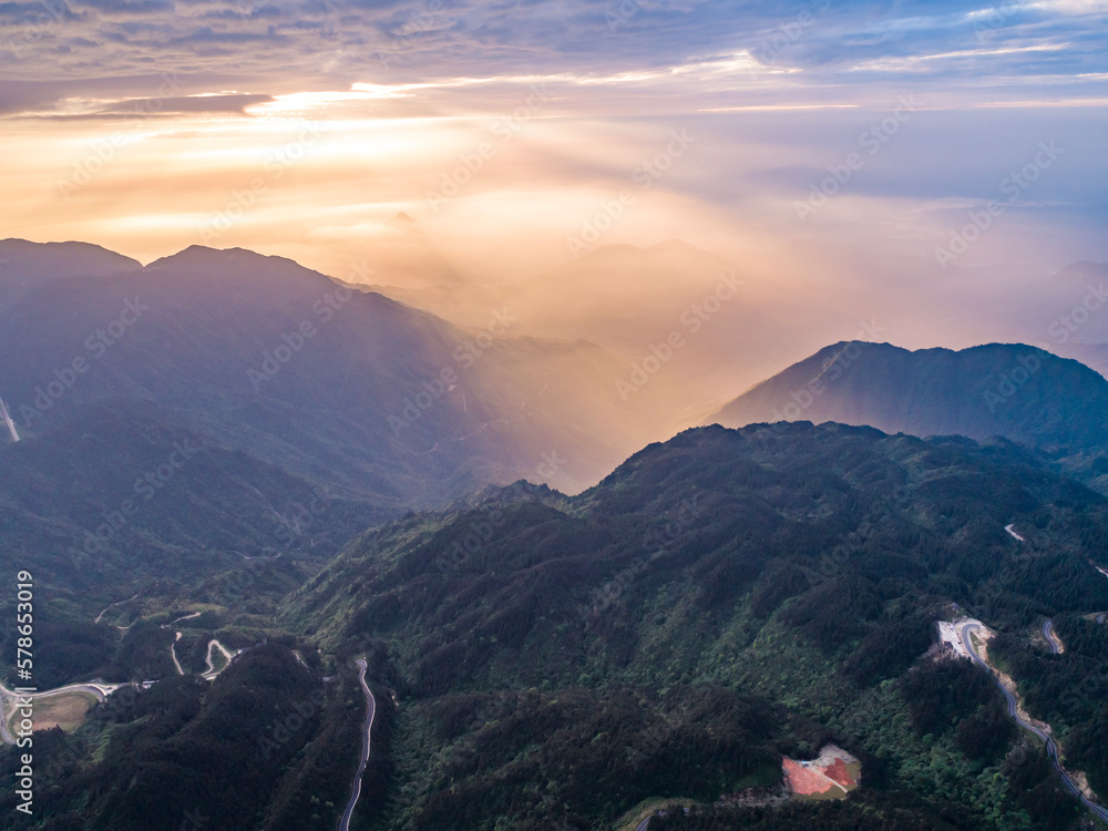 sunset over the mountains