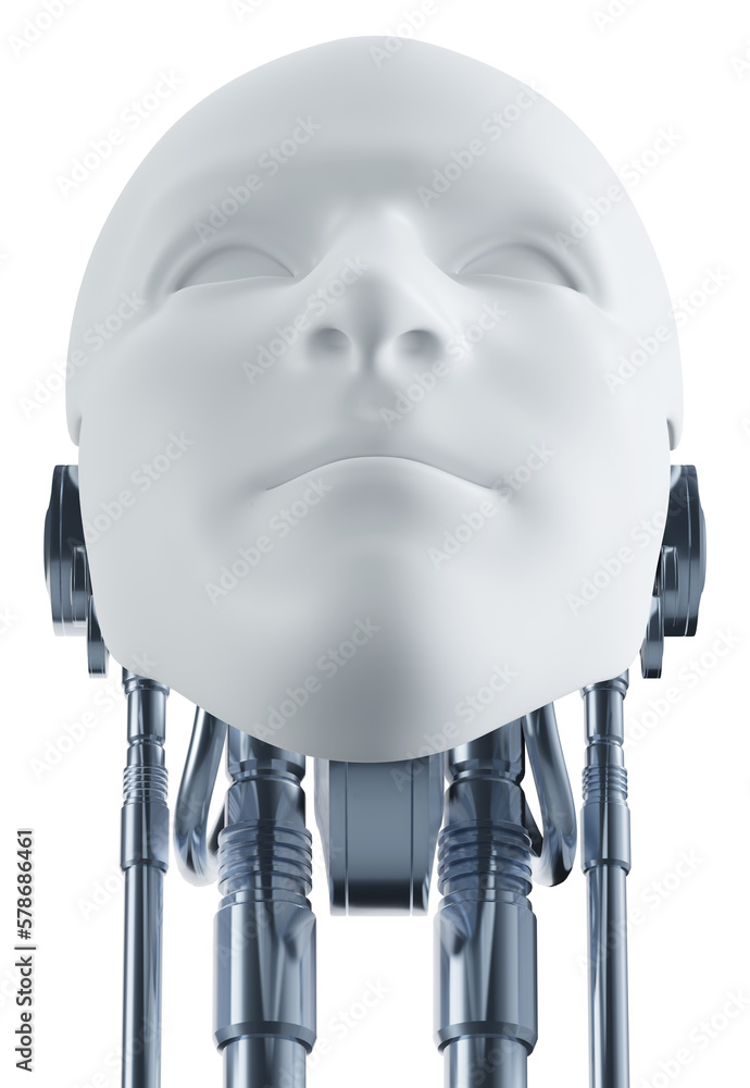 Robot head artificial intelligence a.i. innovation technology, 3d rendering