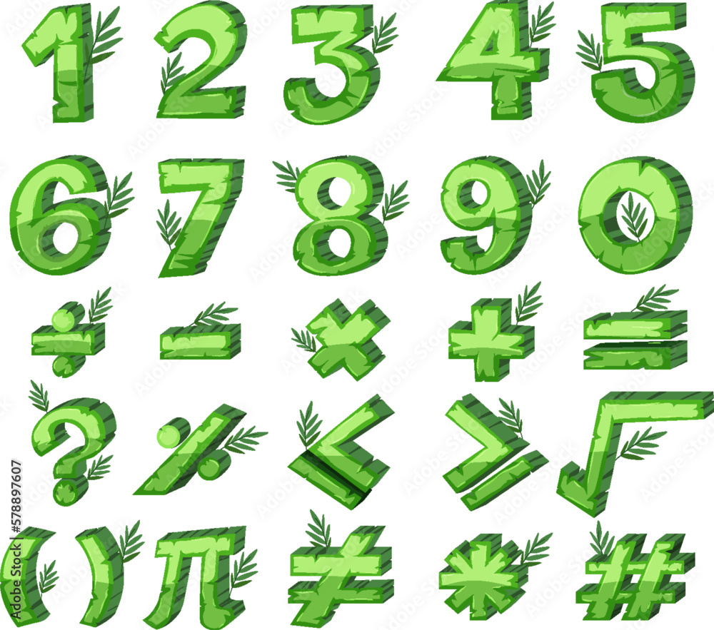 Bamboo-shaped numerals on white background