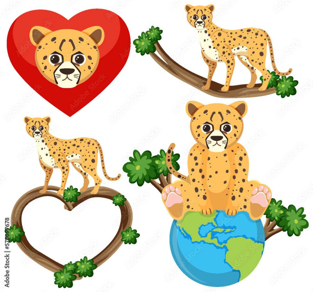 Cheetah Icons Set for Graphic Design