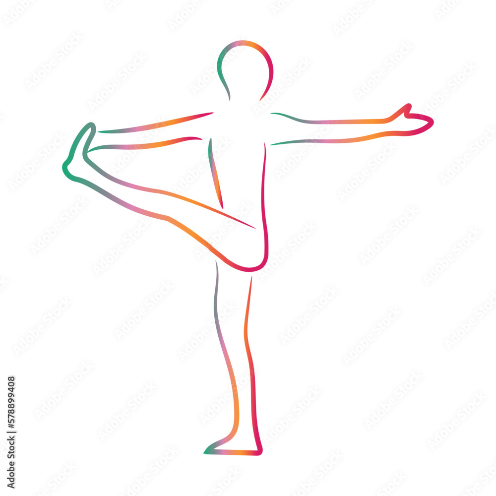 Silhouette of human doing yoga on white background