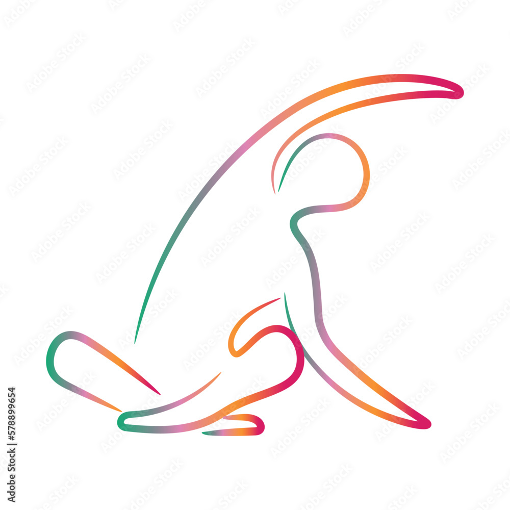 Silhouette of human doing yoga on white background