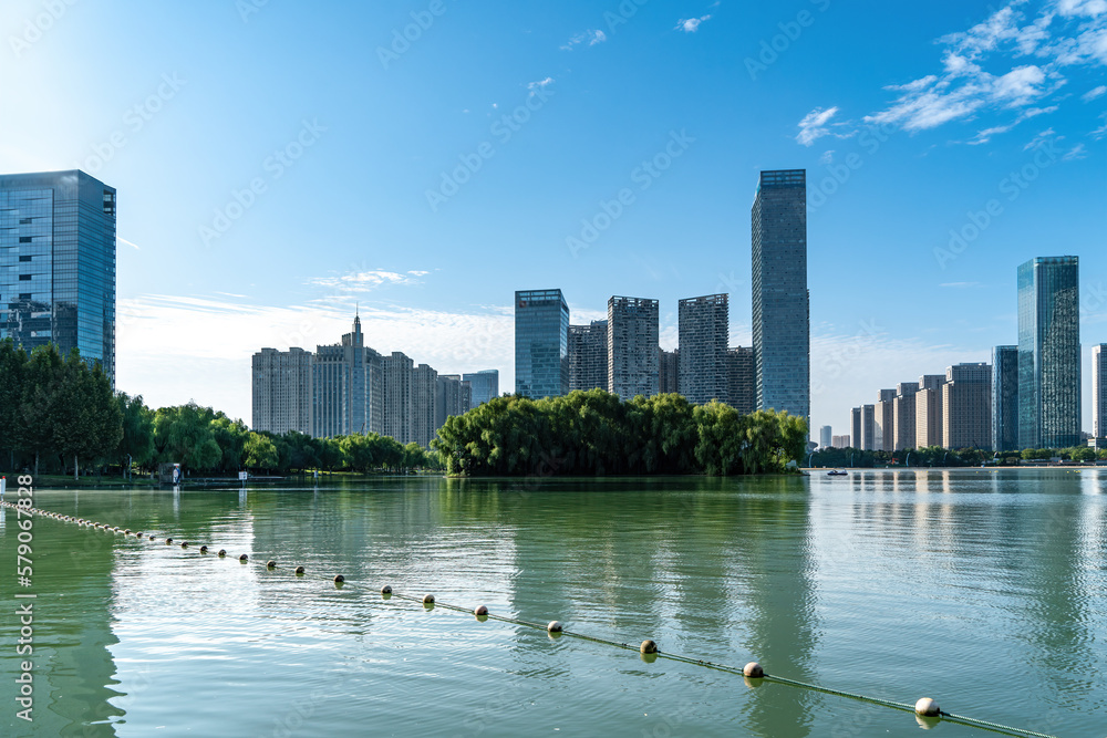 Street view of Hefei Financial District, China