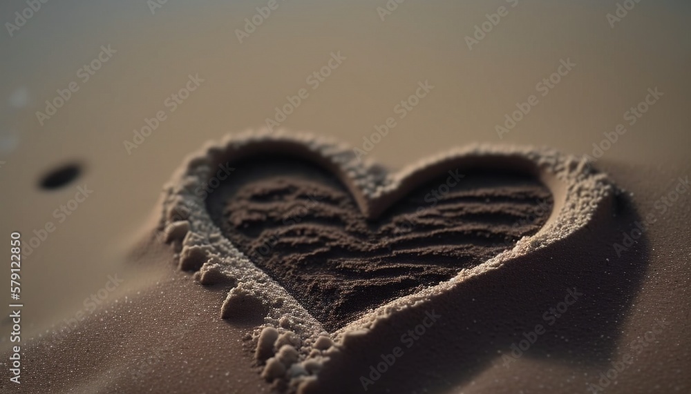  a heart shaped sand sculpture on a sandy beach with a small amount of sand in the middle of the hea