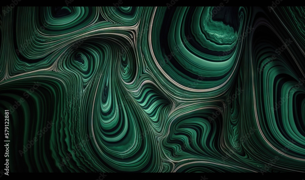  an abstract green and black background with wavy lines and curves in the center of the image, with 