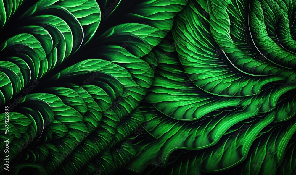  a green background with a spiral design on the top of it and a black background with a green spiral