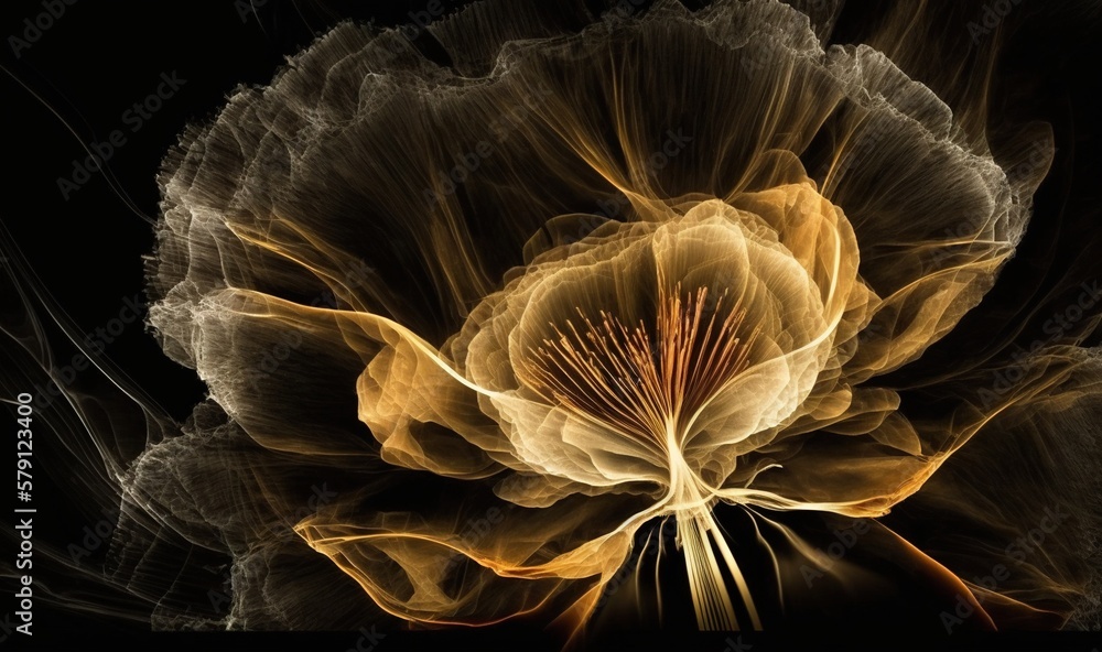  a large flower with a black background and a yellow center is shown in the center of the image, wit