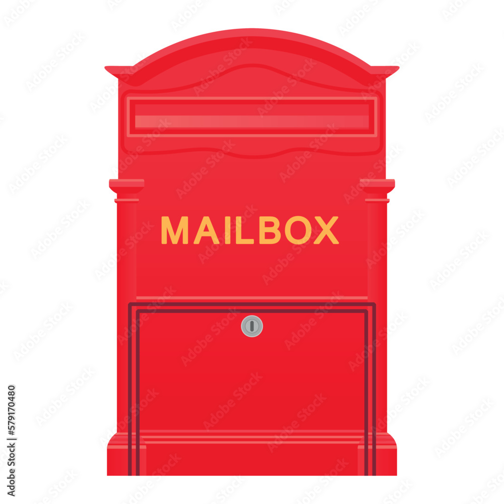 Red mailbox on white background