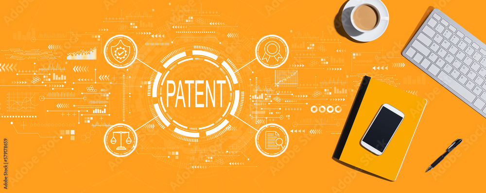 Patent concept with a computer keyboard and office items