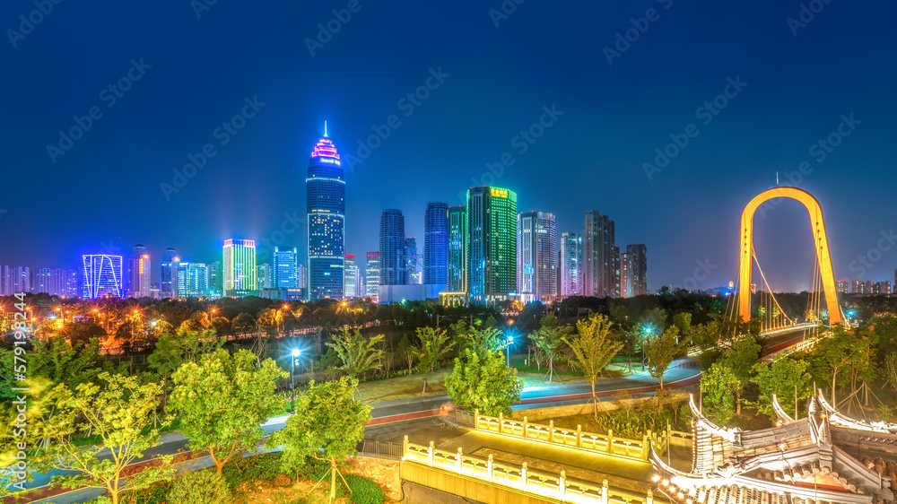 Shaoxing Modern Building Landscape Night Scenery