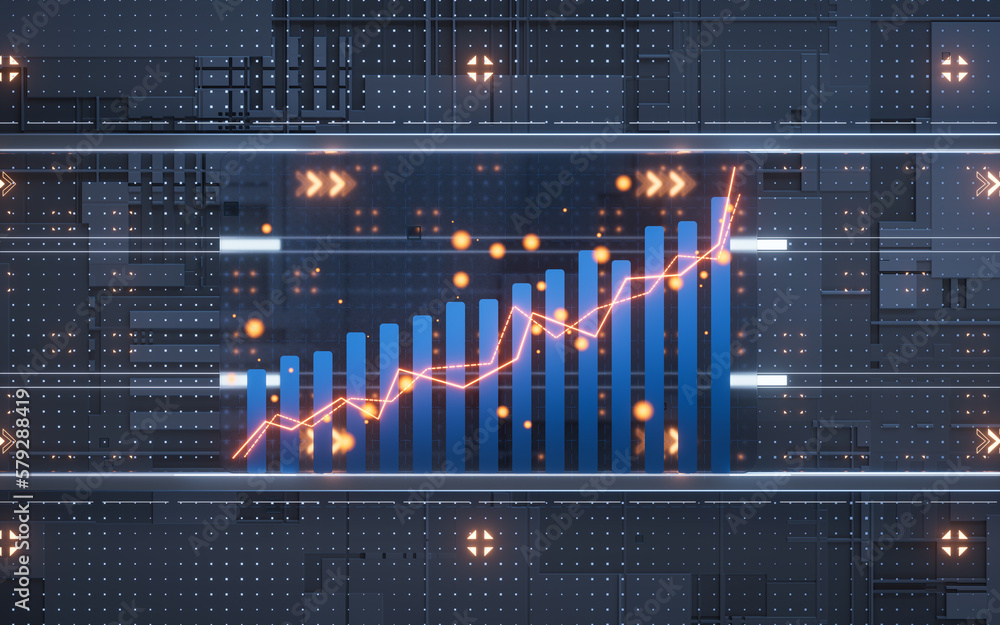 statistical graph with business finance concept, 3d rendering.