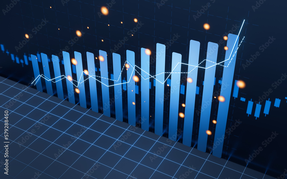 statistical graph with business finance concept, 3d rendering.