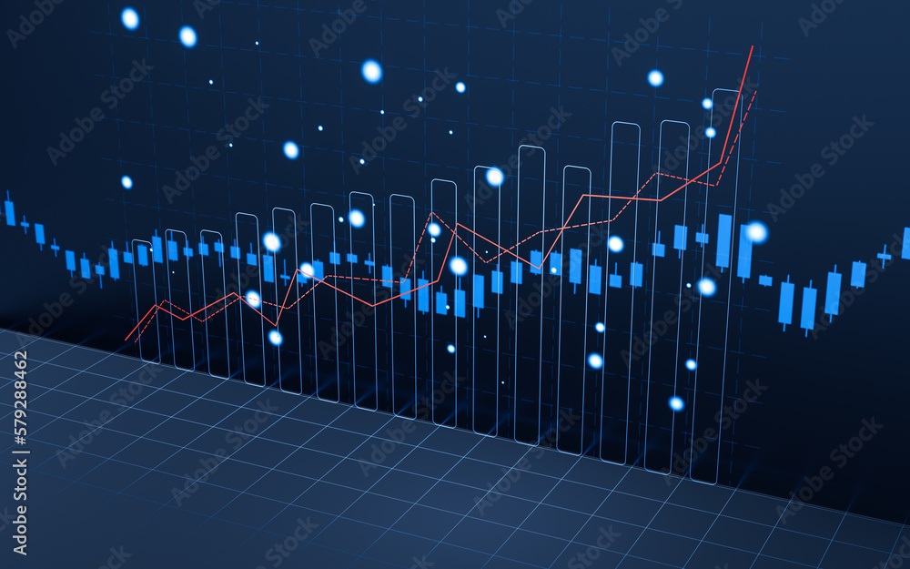 statistical graph with business finance concept, 3d rendering.