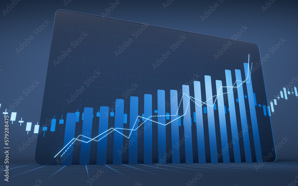 statistical graph with business finance concept, 3d rendering.