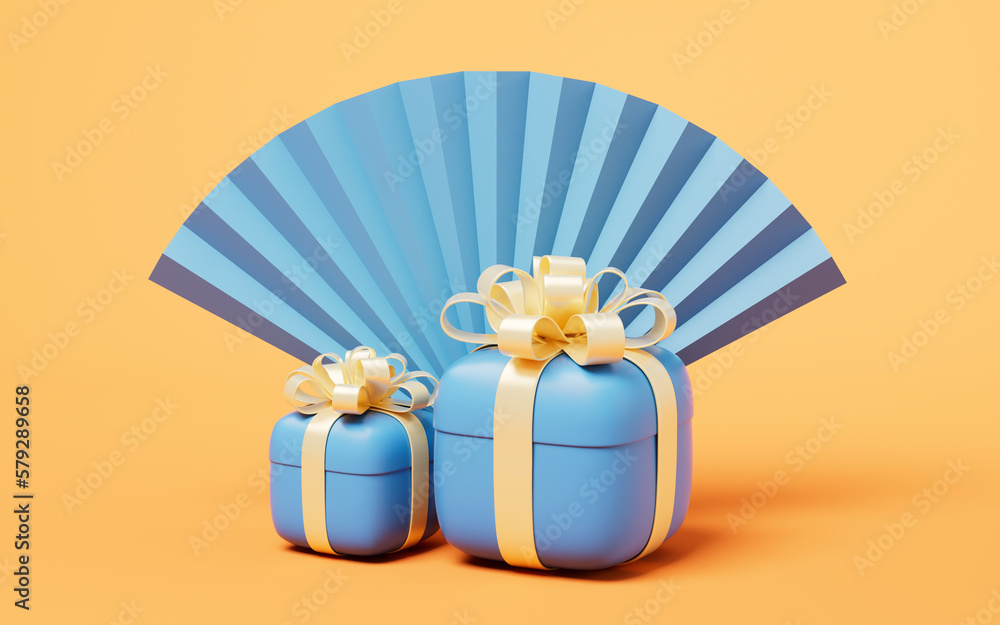 Gift box with cartoon style, 3d rendering.