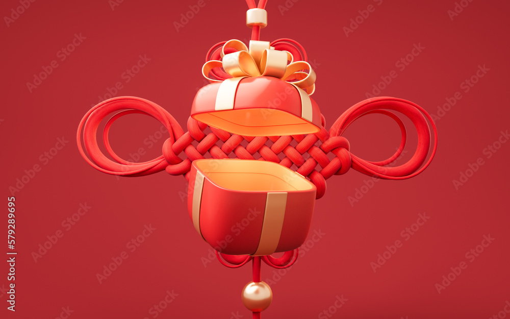 Gift box with cartoon style, 3d rendering.