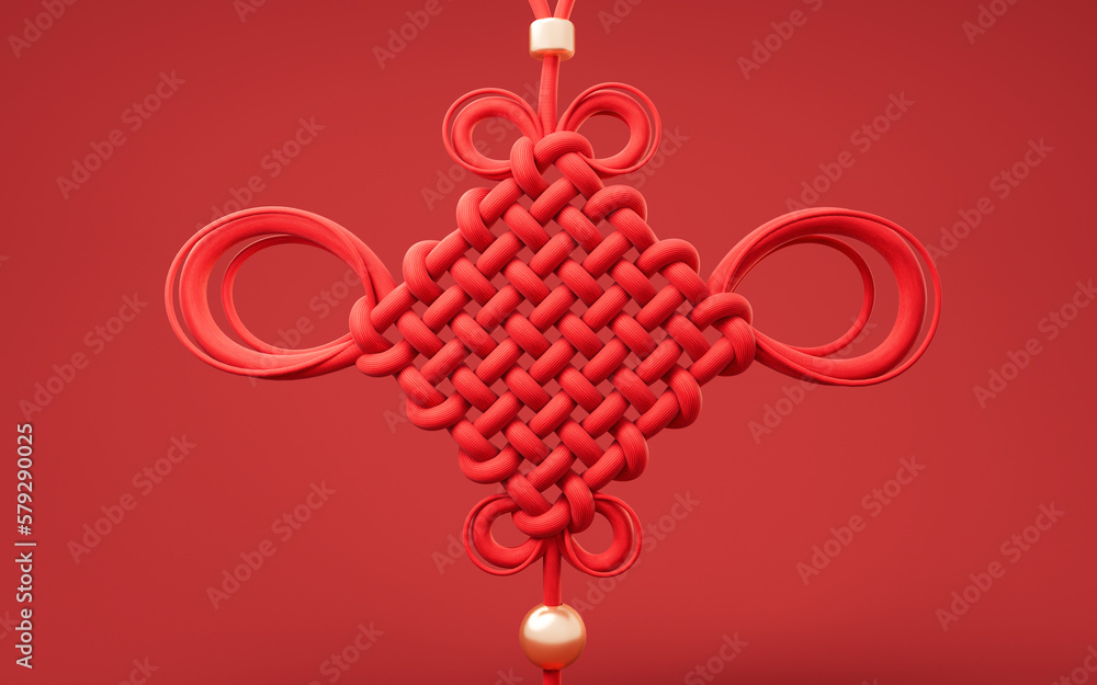 Chinese knot with oriental ancient style, 3d rendering.